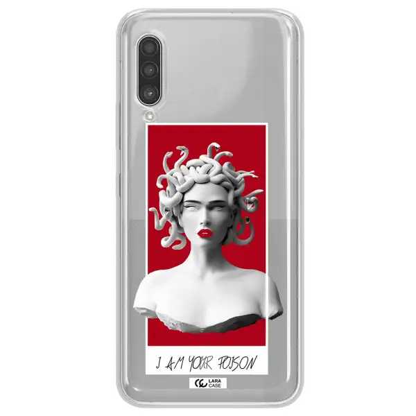 a statue of a woman with snakes on her head Samsung A90 Clear TPU Case