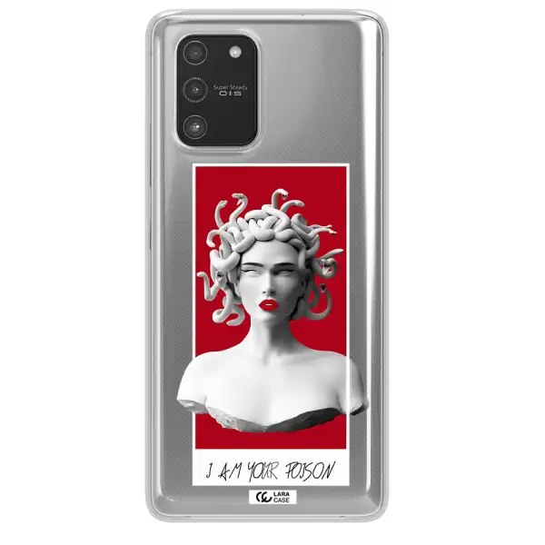 a statue of a woman with snakes on her head Samsung A91 Clear TPU Case