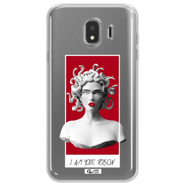 a statue of a woman with snakes on her head Samsung J4 Clear TPU Case