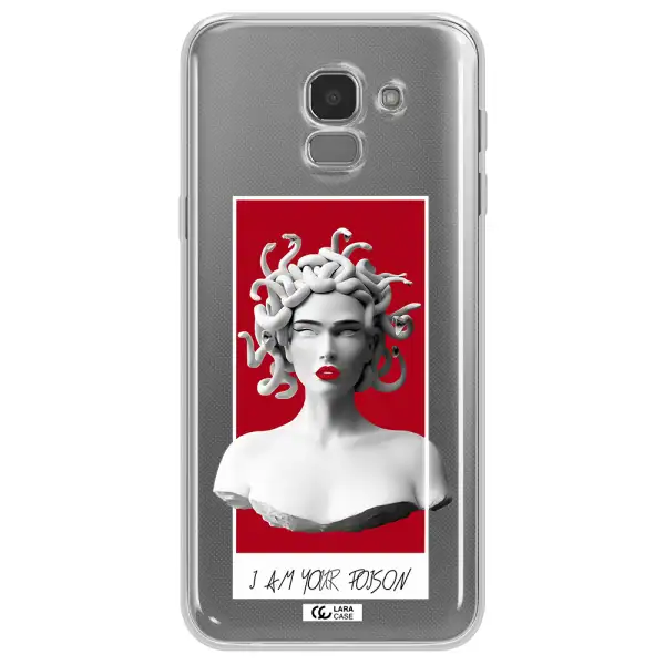a statue of a woman with snakes on her head Samsung J6 Clear TPU Case
