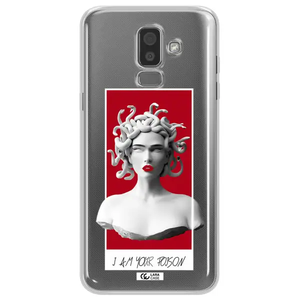 a statue of a woman with snakes on her head Samsung J8 Clear TPU Case