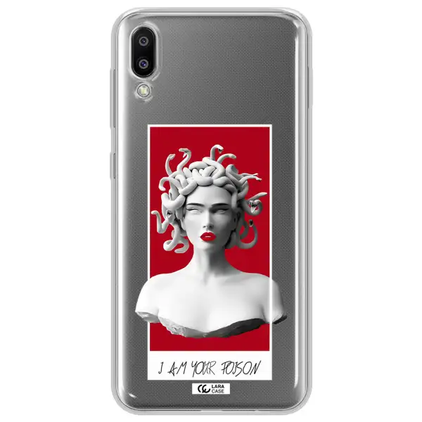 a statue of a woman with snakes on her head Samsung M10 Clear TPU Case