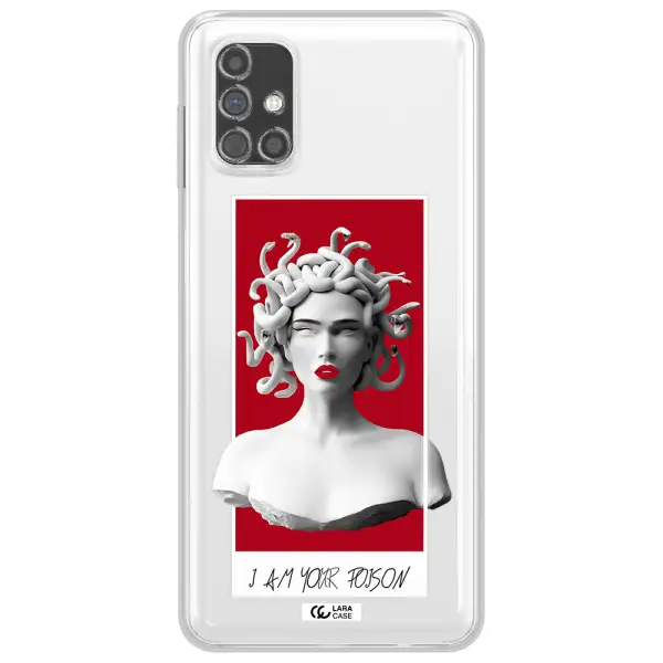 a statue of a woman with snakes on her head Samsung M31S Clear TPU Case
