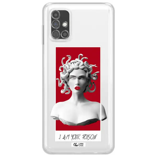 a statue of a woman with snakes on her head Samsung M51 Clear TPU Case