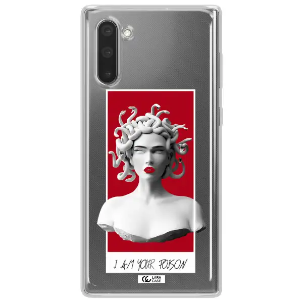 a statue of a woman with snakes on her head Samsung Note 10 Clear TPU Case