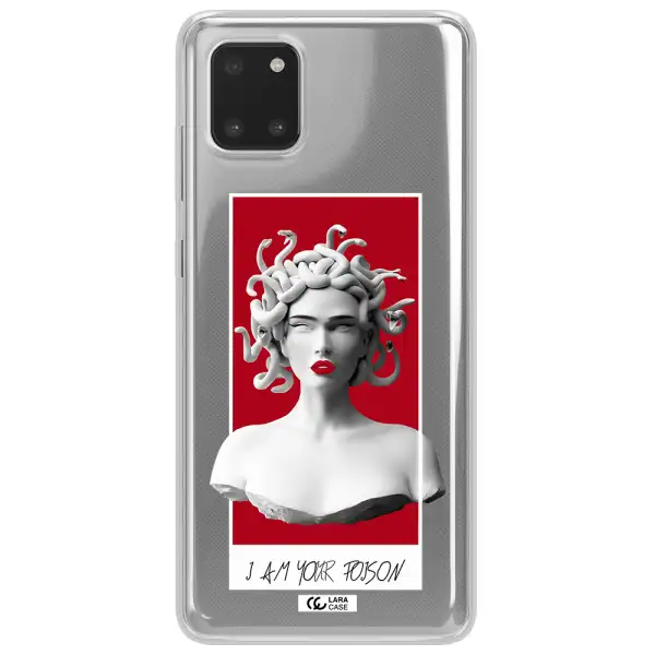 a statue of a woman with snakes on her head Samsung Note 10 Lite Clear TPU Case