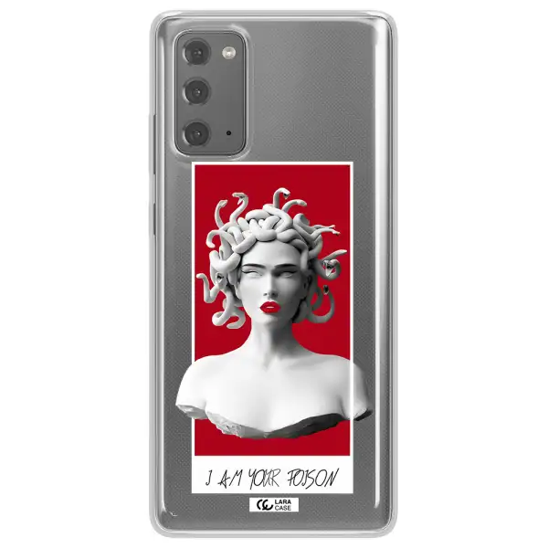 a statue of a woman with snakes on her head Samsung Note 20 Clear TPU Case