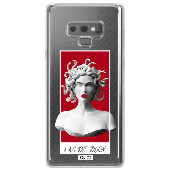 a statue of a woman with snakes on her head Samsung Note 9 Clear TPU Case