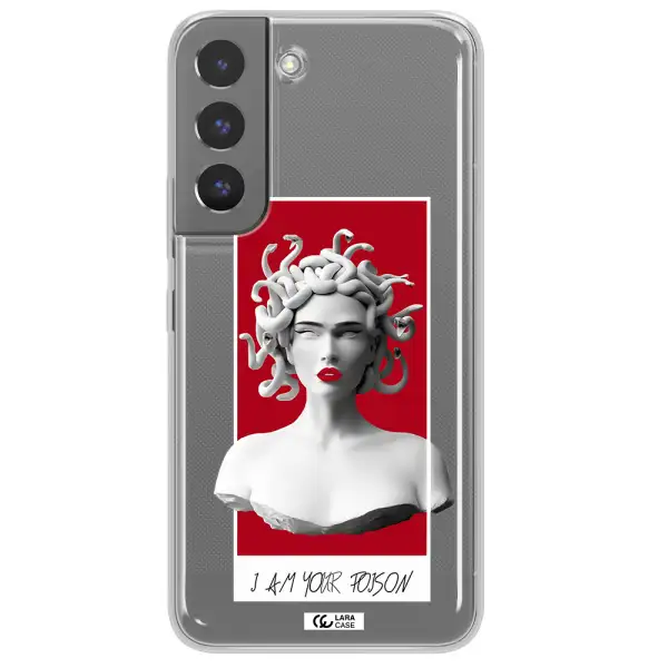 a statue of a woman with snakes on her head Samsung S 22 Plus Clear TPU Case
