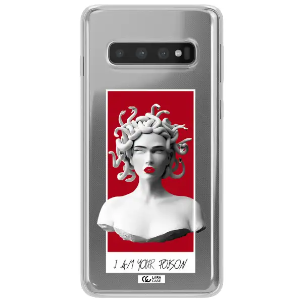 a statue of a woman with snakes on her head Samsung S10 Plus Clear TPU Case