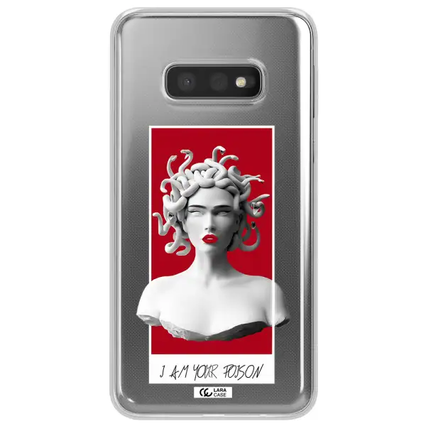 a statue of a woman with snakes on her head Samsung S10e Clear TPU Case