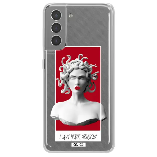 a statue of a woman with snakes on her head Samsung S21 Clear TPU Case