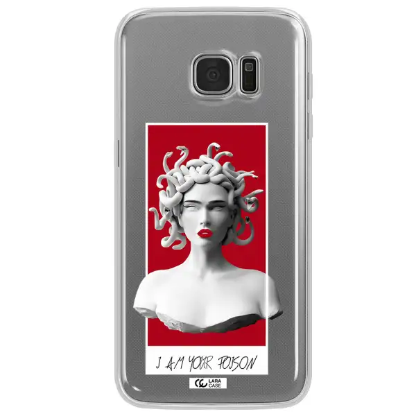 a statue of a woman with snakes on her head Samsung S7 Edge Clear TPU Case