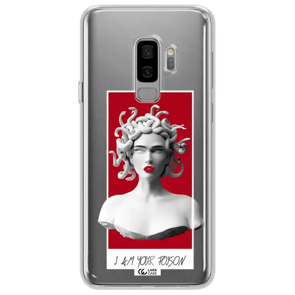 a statue of a woman with snakes on her head Samsung S9 Plus Clear TPU Case