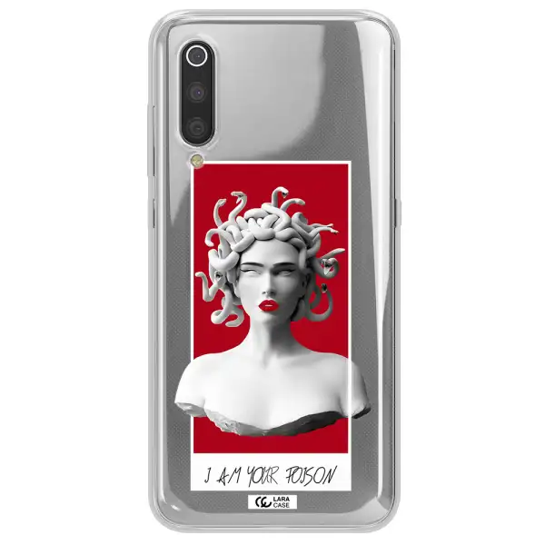 a statue of a woman with snakes on her head Xiaomi Mi 9 Clear TPU Case