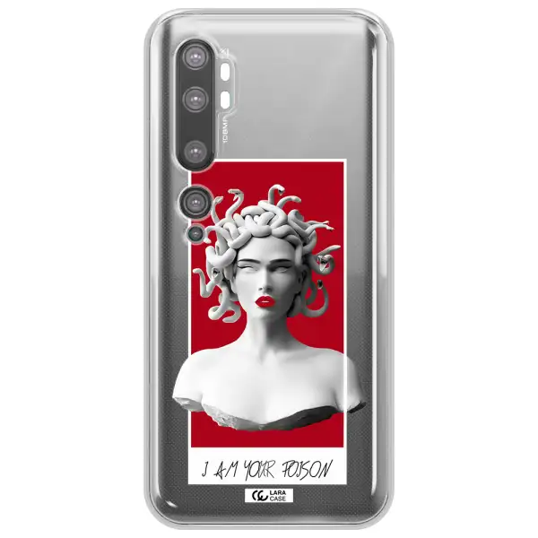 a statue of a woman with snakes on her head Xiaomi Mi Note 10 Clear TPU Case