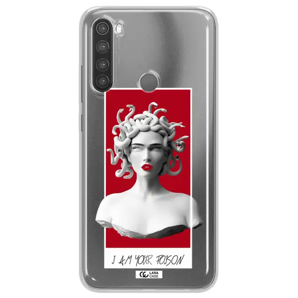 a statue of a woman with snakes on her head Xiaomi Note 8 Clear TPU Case