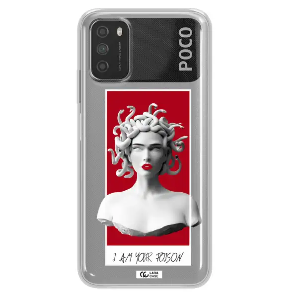 a statue of a woman with snakes on her head Xiaomi Poco M3 Clear TPU Case