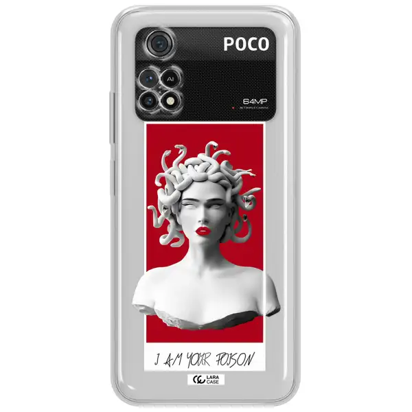 A Statue Of A Woman With Snakes On Her Head Xiaomi Poco M4 Pro 4G Clear Tpu Case