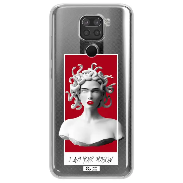 a statue of a woman with snakes on her head Xiaomi Redmi Note 9 Clear TPU Case