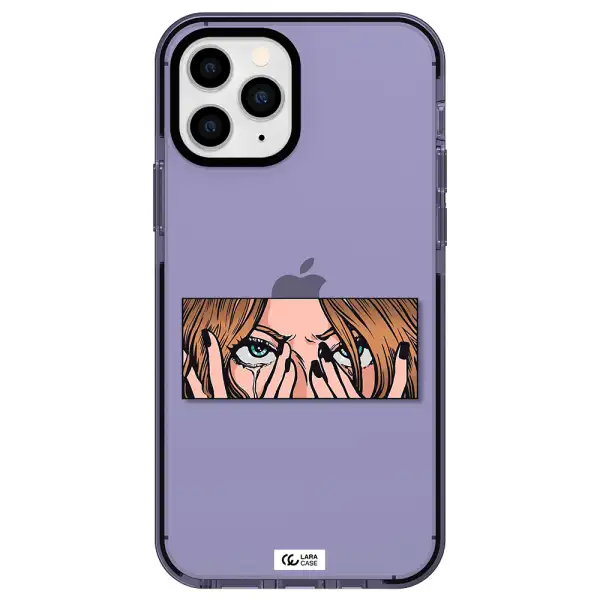 a cartoon of a woman holding her eyes Apple iPhone 11 pro max impact Lilac Case