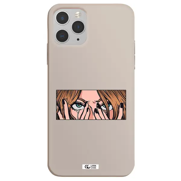 a cartoon of a woman holding her eyes Apple iPhone 11 pro Silicone Stone Case