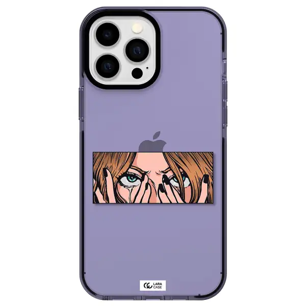 a cartoon of a woman holding her eyes Apple iPhone 13 Pro Max impact Lilac Case