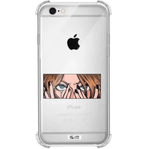 a cartoon of a woman holding her eyes Apple iPhone 6 Clear PC Case