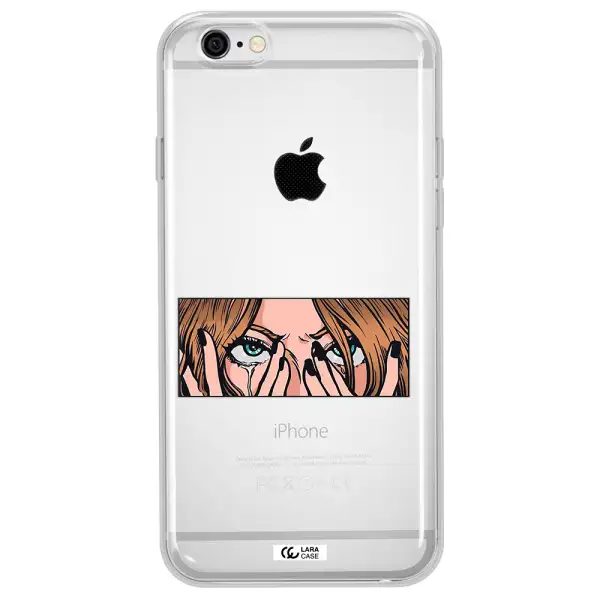 a cartoon of a woman holding her eyes Apple iPhone 6 plus Clear TPU Case