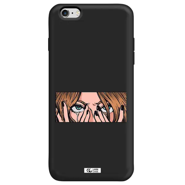a cartoon of a woman holding her eyes Apple iPhone 6 plus Silicone black Case