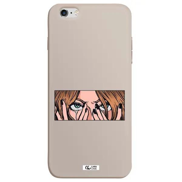 a cartoon of a woman holding her eyes Apple iPhone 6 plus Silicone Stone Case