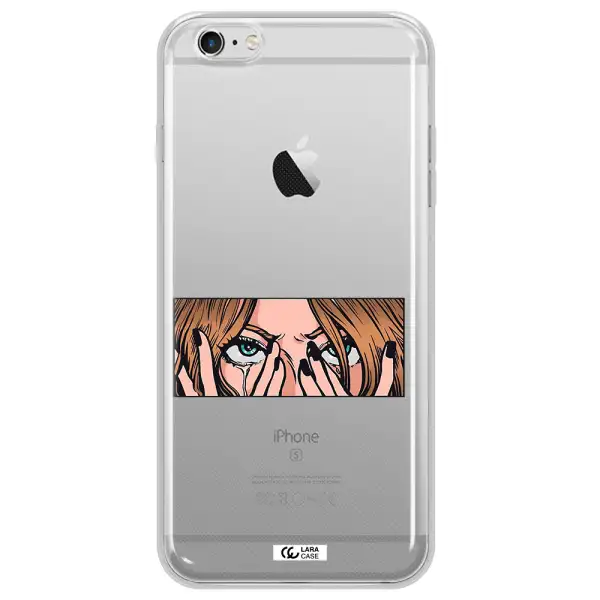 a cartoon of a woman holding her eyes Apple iPhone 6 s plus Clear TPU Case