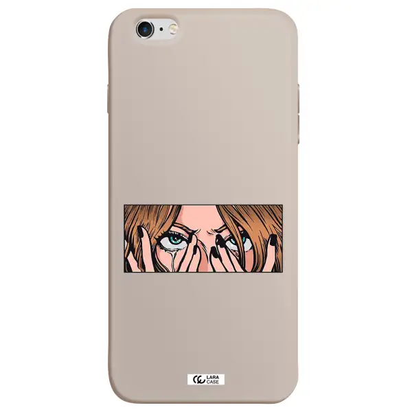 a cartoon of a woman holding her eyes Apple iPhone 6 s plus Silicone Stone Case
