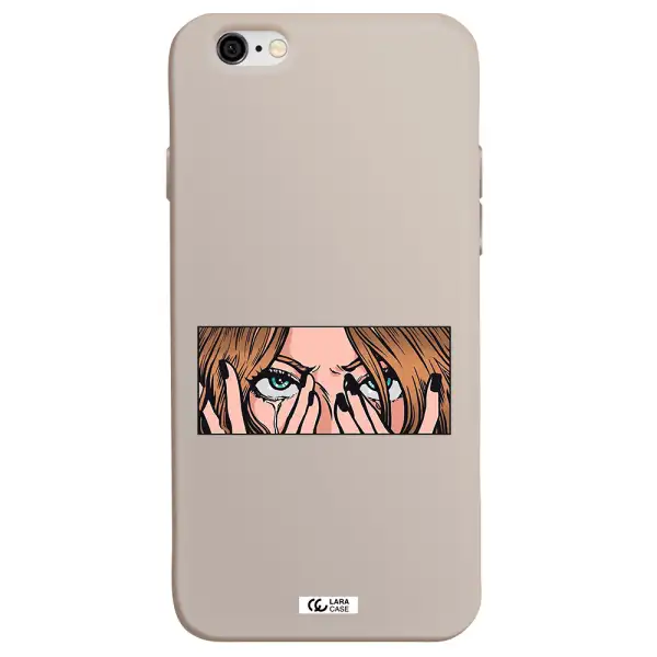 a cartoon of a woman holding her eyes Apple iPhone 6 Silicone Stone Case