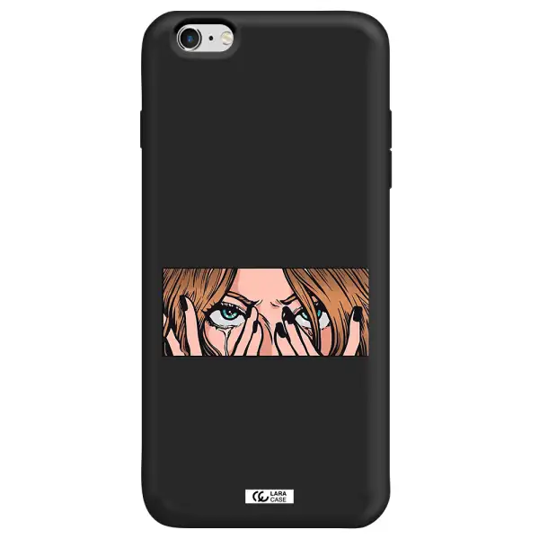 a cartoon of a woman holding her eyes Apple iPhone 6S Silicone black Case