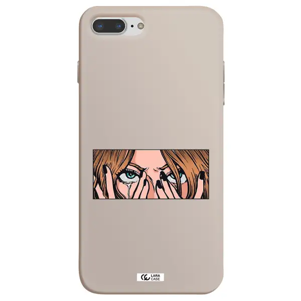 a cartoon of a woman holding her eyes Apple iPhone 7 plus Silicone Stone Case