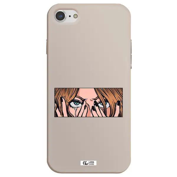 a cartoon of a woman holding her eyes Apple iPhone 7 Silicone Stone Case