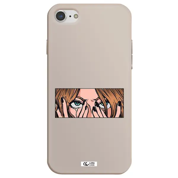a cartoon of a woman holding her eyes Apple iPhone 8 Silicone Stone Case