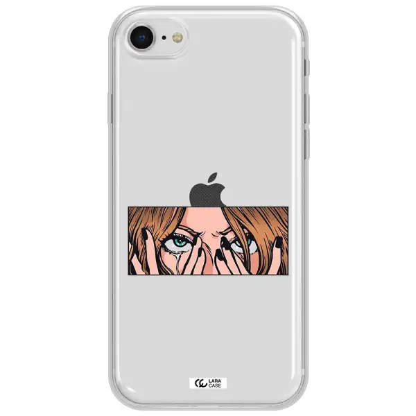 A Cartoon Of A Woman Holding Her Eyes Apple Iphone Se 2020 Clear Tpu Case