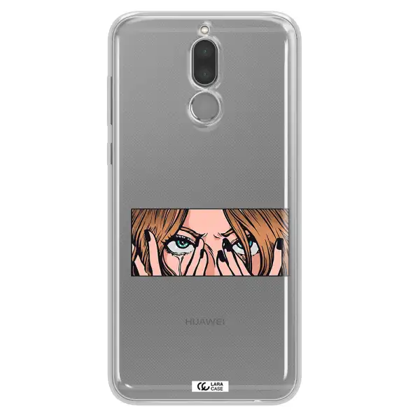 a cartoon of a woman holding her eyes Huawei Mate 10 Lite Clear TPU Case