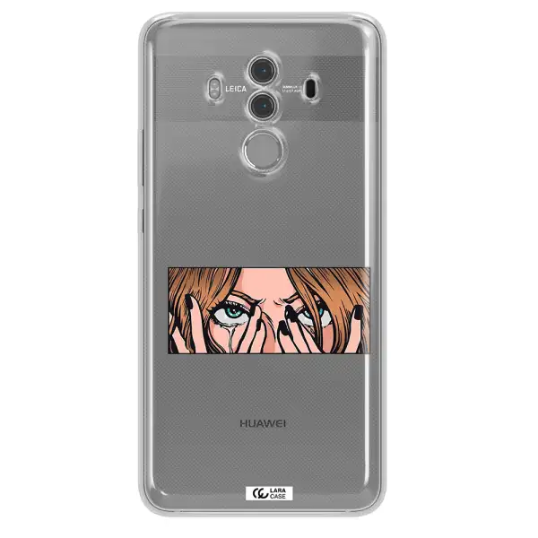 a cartoon of a woman holding her eyes Huawei Mate 10 Pro Clear TPU Case