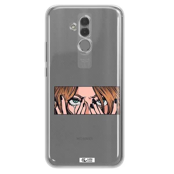 a cartoon of a woman holding her eyes Huawei Mate 20 Lite Clear TPU Case