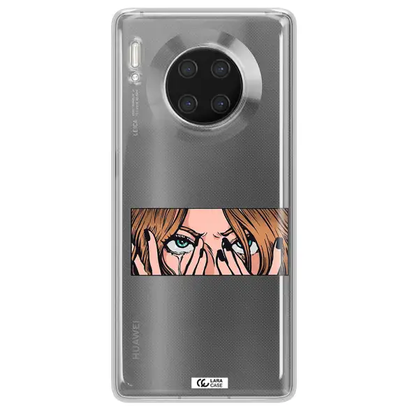 a cartoon of a woman holding her eyes Huawei Mate 30 Pro Clear TPU Case