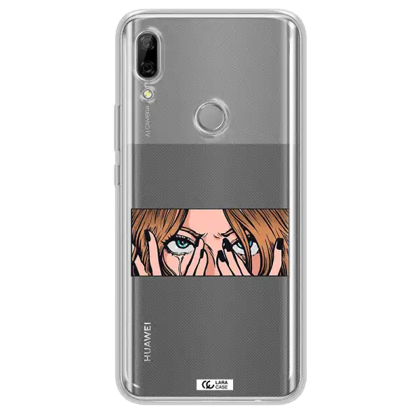 a cartoon of a woman holding her eyes Huawei P Smart Z Clear TPU Case