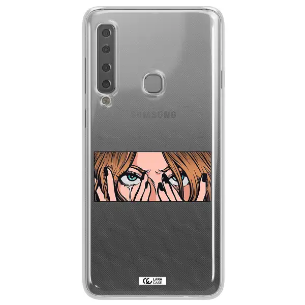 a cartoon of a woman holding her eyes Samsung A9 2018 Clear TPU Case