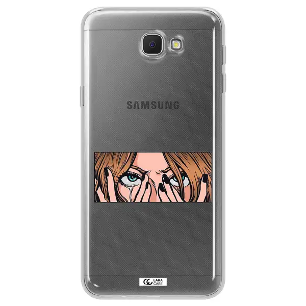 a cartoon of a woman holding her eyes Samsung J5 Prime Clear TPU Case