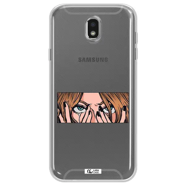 a cartoon of a woman holding her eyes Samsung J7 Pro Clear TPU Case