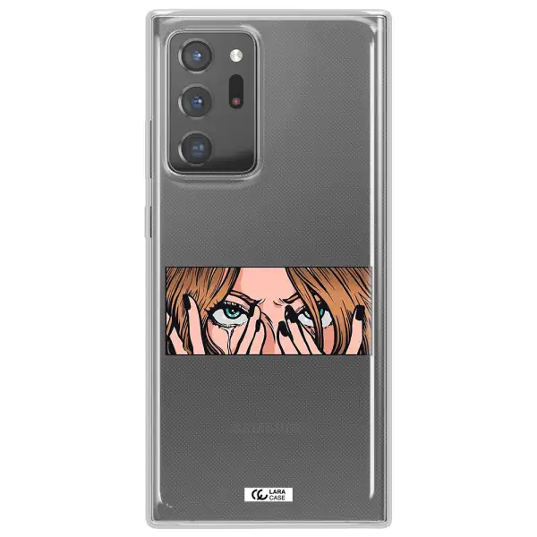 a cartoon of a woman holding her eyes Samsung Note 20 Ultra Clear TPU Case