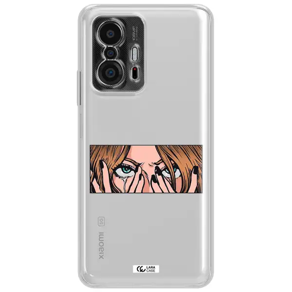 A Cartoon Of A Woman Holding Her Eyes Xiaomi 11T Clear Tpu Case