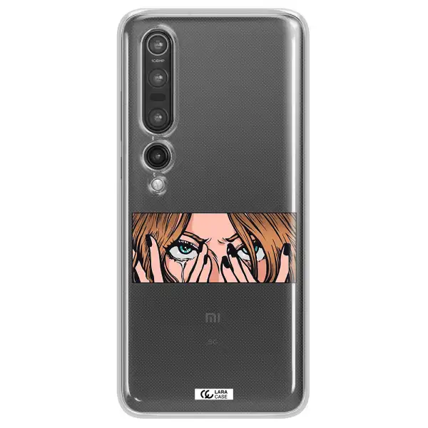 a cartoon of a woman holding her eyes Xiaomi Mi 10 Pro Clear TPU Case